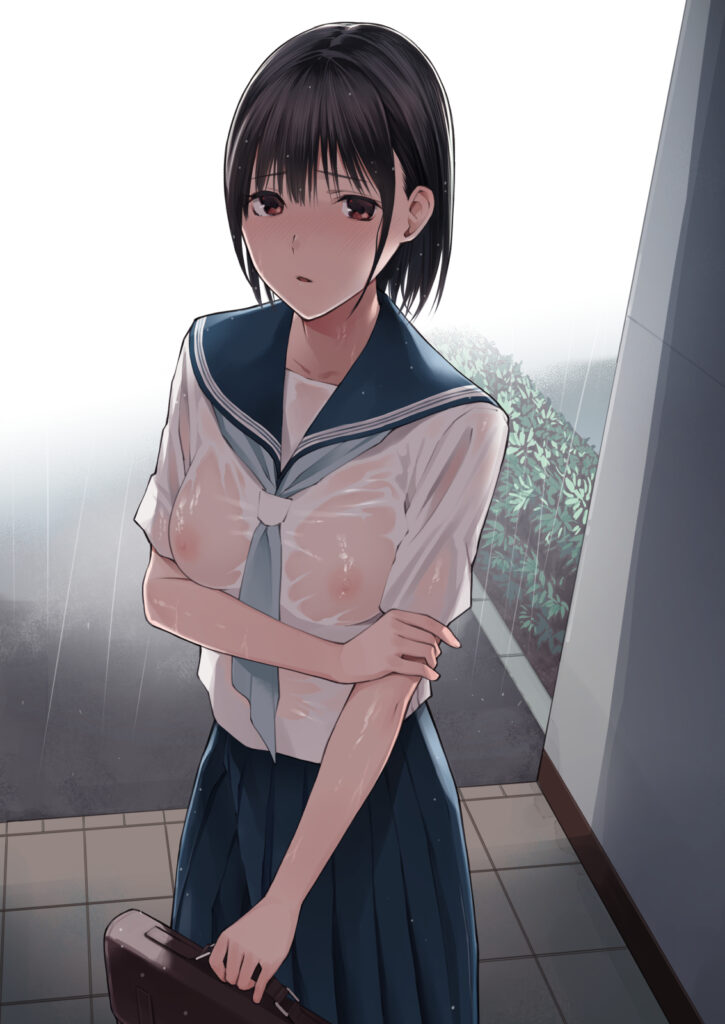 露出性癖のある美少女JKがスカートをたくしあげマンコを見せつけるw